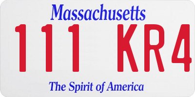 MA license plate 111KR4