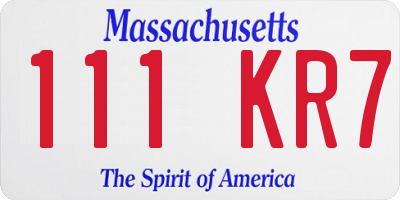 MA license plate 111KR7