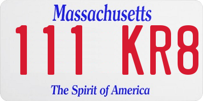 MA license plate 111KR8