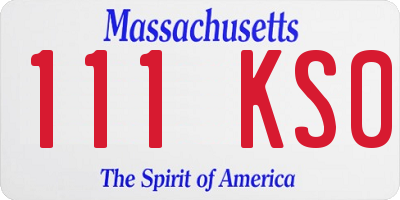 MA license plate 111KS0
