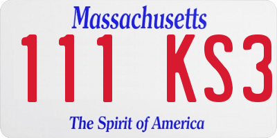 MA license plate 111KS3