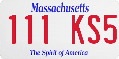 MA license plate 111KS5