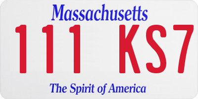 MA license plate 111KS7