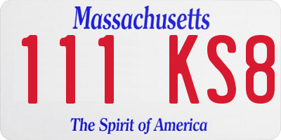MA license plate 111KS8