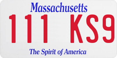 MA license plate 111KS9