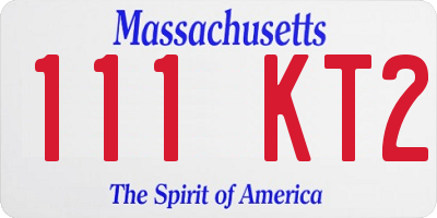 MA license plate 111KT2