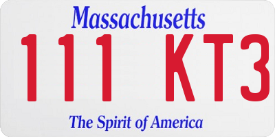 MA license plate 111KT3