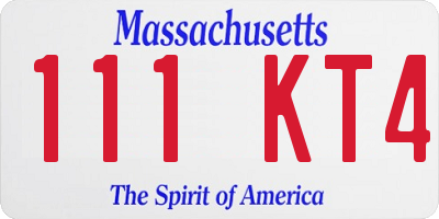 MA license plate 111KT4