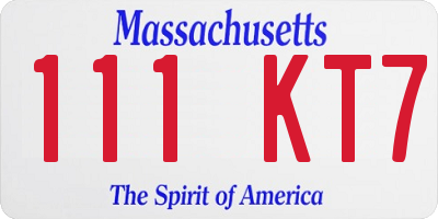 MA license plate 111KT7