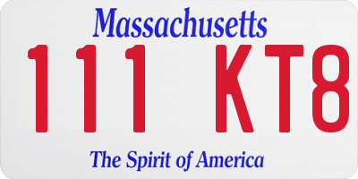 MA license plate 111KT8