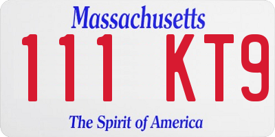 MA license plate 111KT9