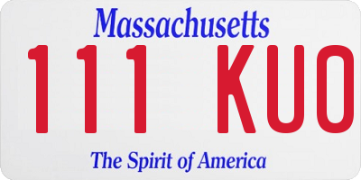 MA license plate 111KU0