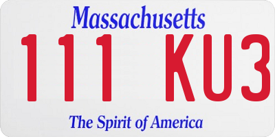 MA license plate 111KU3