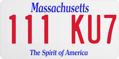 MA license plate 111KU7