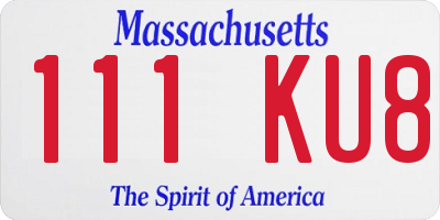 MA license plate 111KU8