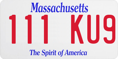 MA license plate 111KU9