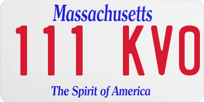 MA license plate 111KV0