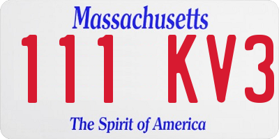 MA license plate 111KV3