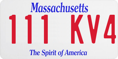 MA license plate 111KV4