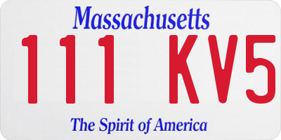 MA license plate 111KV5