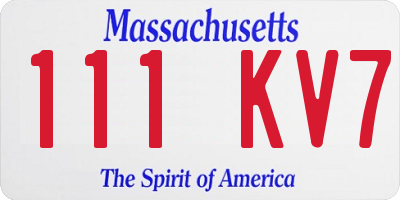 MA license plate 111KV7