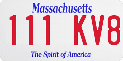 MA license plate 111KV8