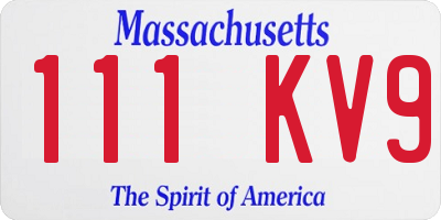 MA license plate 111KV9