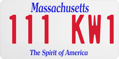 MA license plate 111KW1