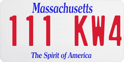 MA license plate 111KW4