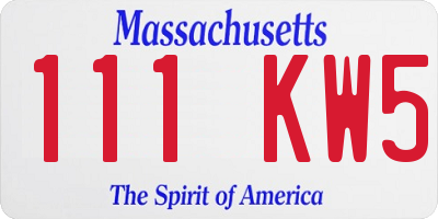 MA license plate 111KW5