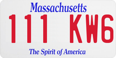 MA license plate 111KW6