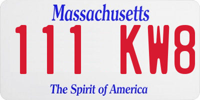 MA license plate 111KW8