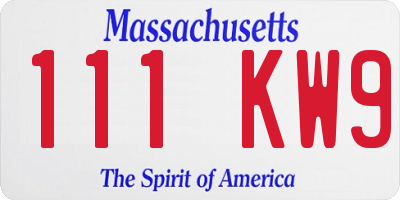 MA license plate 111KW9