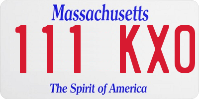 MA license plate 111KX0