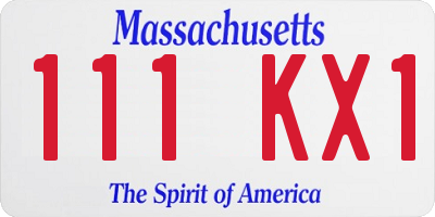 MA license plate 111KX1