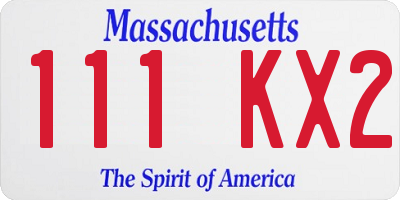 MA license plate 111KX2