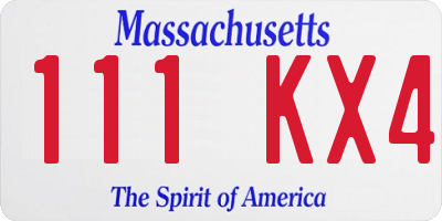 MA license plate 111KX4