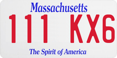 MA license plate 111KX6