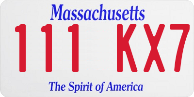 MA license plate 111KX7