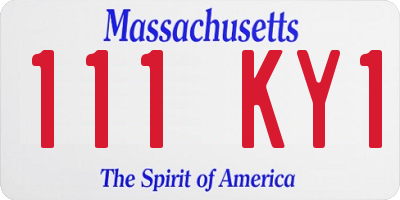 MA license plate 111KY1