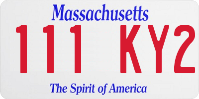 MA license plate 111KY2