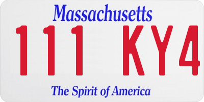 MA license plate 111KY4