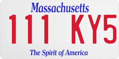 MA license plate 111KY5