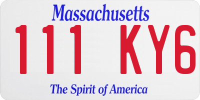 MA license plate 111KY6