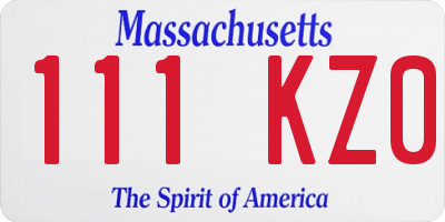 MA license plate 111KZ0