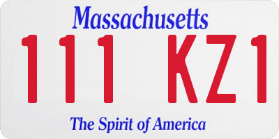 MA license plate 111KZ1
