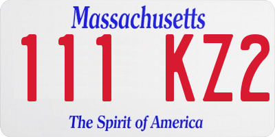 MA license plate 111KZ2