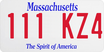 MA license plate 111KZ4