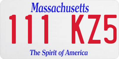 MA license plate 111KZ5