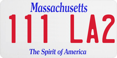 MA license plate 111LA2